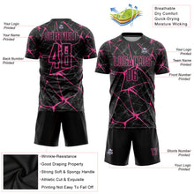 Laden Sie das Bild in den Galerie-Viewer, Custom Black Pink Sublimation Soccer Uniform Jersey