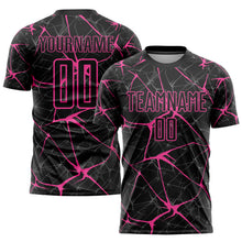 Laden Sie das Bild in den Galerie-Viewer, Custom Black Pink Sublimation Soccer Uniform Jersey