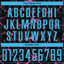 Laden Sie das Bild in den Galerie-Viewer, Custom Black Sky Blue-Pink Sublimation Soccer Uniform Jersey