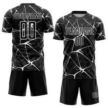 Laden Sie das Bild in den Galerie-Viewer, Custom Black White Sublimation Soccer Uniform Jersey