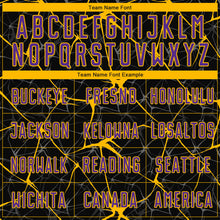 Laden Sie das Bild in den Galerie-Viewer, Custom Black Purple-Gold Sublimation Soccer Uniform Jersey