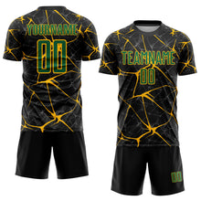 Charger l'image dans la galerie, Custom Black Kelly Green-Gold Sublimation Soccer Uniform Jersey