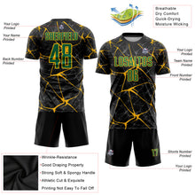 Charger l'image dans la galerie, Custom Black Kelly Green-Gold Sublimation Soccer Uniform Jersey