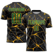 Charger l'image dans la galerie, Custom Black Kelly Green-Gold Sublimation Soccer Uniform Jersey
