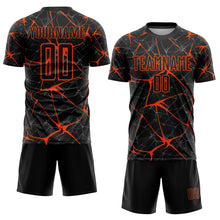 Laden Sie das Bild in den Galerie-Viewer, Custom Black Orange Sublimation Soccer Uniform Jersey