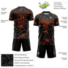 Laden Sie das Bild in den Galerie-Viewer, Custom Black Orange Sublimation Soccer Uniform Jersey