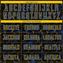 Laden Sie das Bild in den Galerie-Viewer, Custom Black Royal-Yellow Sublimation Soccer Uniform Jersey