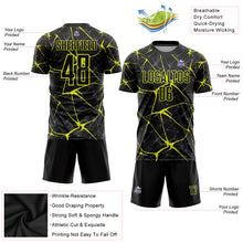 Laden Sie das Bild in den Galerie-Viewer, Custom Black Neon Yellow Sublimation Soccer Uniform Jersey