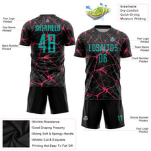 Charger l'image dans la galerie, Custom Black Aqua-Neon Pink Sublimation Soccer Uniform Jersey