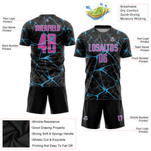 Laden Sie das Bild in den Galerie-Viewer, Custom Black Pink-Sky Blue Sublimation Soccer Uniform Jersey