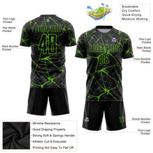 Laden Sie das Bild in den Galerie-Viewer, Custom Black Aurora Green Sublimation Soccer Uniform Jersey