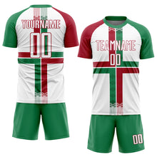 Load image into Gallery viewer, Custom White Kelly Green-Crimson Sublimation Mexico Soccer Uniform Jersey