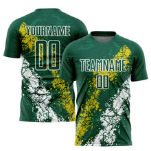 Load image into Gallery viewer, Custom Green Yellow-White Sublimation Soccer Uniform Jersey