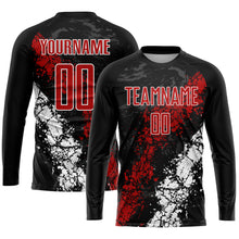 Load image into Gallery viewer, Custom Black Red-White Sublimation Soccer Uniform Jersey