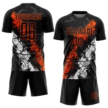Charger l'image dans la galerie, Custom Black Orange-White Sublimation Soccer Uniform Jersey