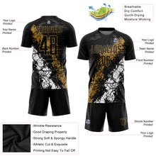 Загрузить изображение в средство просмотра галереи, Custom Black Old Gold-White Sublimation Soccer Uniform Jersey