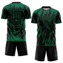 Load image into Gallery viewer, Custom Kelly Green Black Sublimation Soccer Uniform Jersey