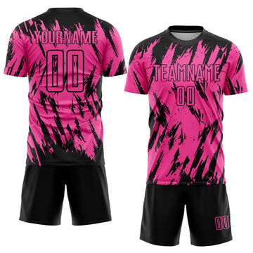 Custom Pink Black Sublimation Soccer Uniform Jersey