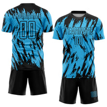 Charger l'image dans la galerie, Custom Sky Blue Black Sublimation Soccer Uniform Jersey