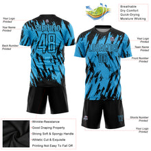 Charger l'image dans la galerie, Custom Sky Blue Black Sublimation Soccer Uniform Jersey