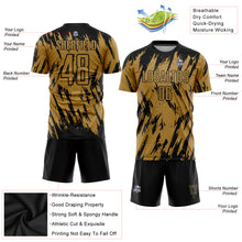 Laden Sie das Bild in den Galerie-Viewer, Custom Old Gold Black Sublimation Soccer Uniform Jersey