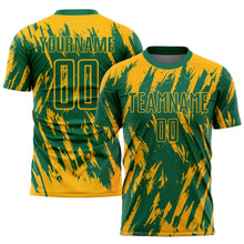 Load image into Gallery viewer, Custom Gold Kelly Green Sublimation Soccer Uniform Jersey