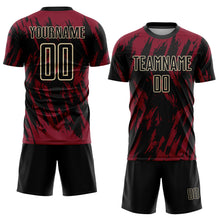 Загрузить изображение в средство просмотра галереи, Custom Crimson Black-City Cream Sublimation Soccer Uniform Jersey