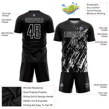 Laden Sie das Bild in den Galerie-Viewer, Custom Black White Sublimation Soccer Uniform Jersey