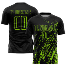 Charger l'image dans la galerie, Custom Black Neon Green Sublimation Soccer Uniform Jersey