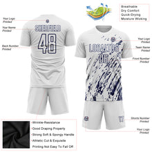 Load image into Gallery viewer, Custom White Navy Sublimation Soccer Uniform Jersey