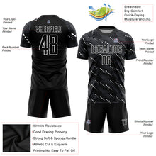 Laden Sie das Bild in den Galerie-Viewer, Custom Black White Sublimation Soccer Uniform Jersey