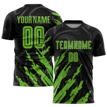 Load image into Gallery viewer, Custom Black Neon Green Sublimation Soccer Uniform Jersey