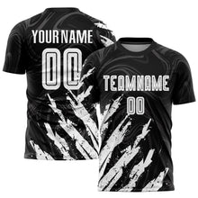 Charger l'image dans la galerie, Custom Black White Sublimation Soccer Uniform Jersey