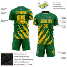 Load image into Gallery viewer, Custom Kelly Green Gold Sublimation Soccer Uniform Jersey