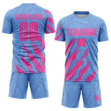 Charger l'image dans la galerie, Custom Light Blue Pink Sublimation Soccer Uniform Jersey