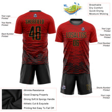 Загрузить изображение в средство просмотра галереи, Custom Red Black-Old Gold Sublimation Soccer Uniform Jersey