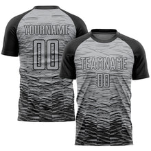 Laden Sie das Bild in den Galerie-Viewer, Custom Gray Black Sublimation Soccer Uniform Jersey