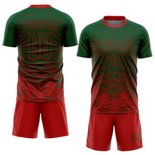 Load image into Gallery viewer, Custom Green Red Sublimation Soccer Uniform Jersey