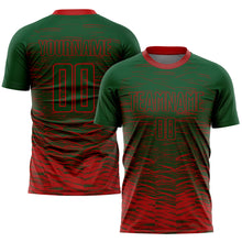 Load image into Gallery viewer, Custom Green Red Sublimation Soccer Uniform Jersey