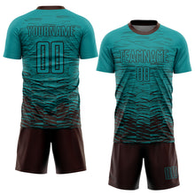 Load image into Gallery viewer, Custom Teal Brown Sublimation Soccer Uniform Jersey
