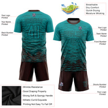 Load image into Gallery viewer, Custom Teal Brown Sublimation Soccer Uniform Jersey