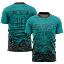 Load image into Gallery viewer, Custom Teal Brown Sublimation Soccer Uniform Jersey