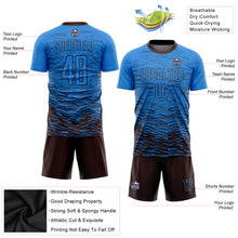 Laden Sie das Bild in den Galerie-Viewer, Custom Powder Blue Brown Sublimation Soccer Uniform Jersey
