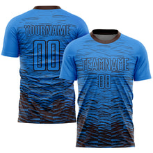 Laden Sie das Bild in den Galerie-Viewer, Custom Powder Blue Brown Sublimation Soccer Uniform Jersey