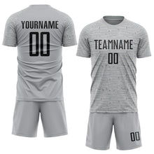 Laden Sie das Bild in den Galerie-Viewer, Custom Gray Black Sublimation Soccer Uniform Jersey