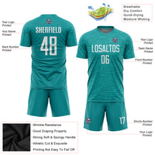 Load image into Gallery viewer, Custom Teal White Sublimation Soccer Uniform Jersey