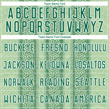 Laden Sie das Bild in den Galerie-Viewer, Custom Kelly Green Pea Green-White Ethnic Stripes Sublimation Soccer Uniform Jersey