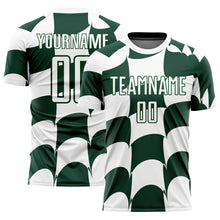 Load image into Gallery viewer, Custom White Green Plaid Sublimation Soccer Uniform Jersey