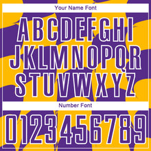 Load image into Gallery viewer, Custom Purple Gold-White Plaid Sublimation Soccer Uniform Jersey