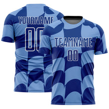 Charger l'image dans la galerie, Custom Light Blue Royal-White Plaid Sublimation Soccer Uniform Jersey